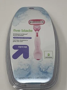 Up&Up Women's Five Blade Razor New Handle Design. ￼ Handle With Two Cartridges - Picture 1 of 7