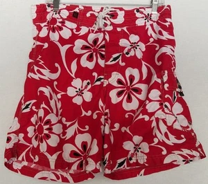 Nalu Hawaiian Buffalo Swim Board Shorts Trunks Red Floral - Picture 1 of 5
