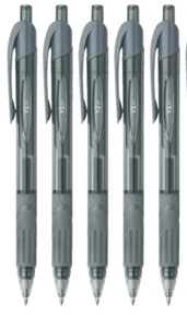 5 x BLACK CLICK GEL INK PENS -Smooth Flow Ink. , Home, School or Office - Picture 1 of 4