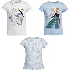 Disney Little Girl's 3 Pack Short Sleeve Tees (Frozen II, 7) - Picture 1 of 1