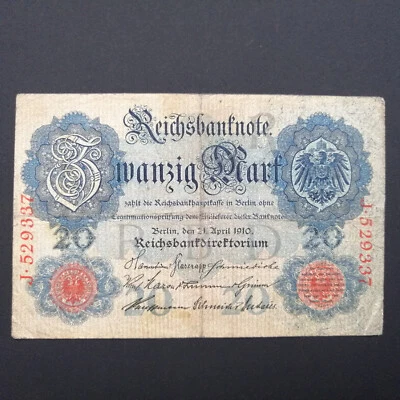 GERMANY 20 MARK 1910 P-40a F/VF -six digits- - Image 1 of 2