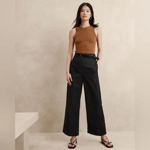 Neu mit Etikett! Banana Republic schwarz Oceanside weites Bein Cropped Hose - Größe 2 - Bild 1 von 5