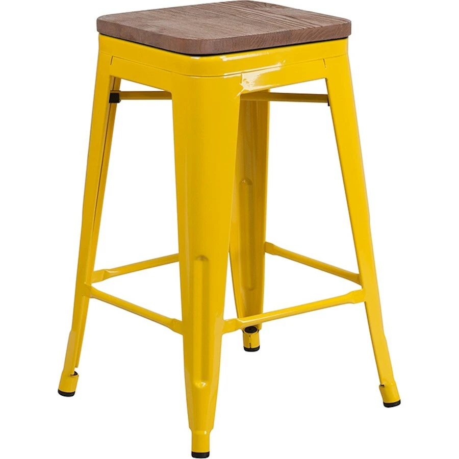 Flash Furniture 24" Backless Yellow Counter Ht. Stool - CH-31320-24-YL-WD-GG - Image 1 of 1