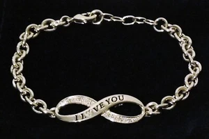 NEW ~ "Infinite Love" Daughter Diamond Infinity Silver Bracelet ~ 7 Diamonds - Picture 1 of 5