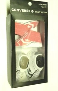  NUOVO SET 2 STIVALETTI CONVERSE PER NEONATI 0-6 MESI ROSA/BIANCO, BIANCO/NERO/GRIGIO - Foto 1 di 2