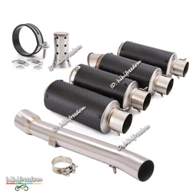 For Yamaha FZ1 FZ1N 2001-2005 Middle Exhaust Link Pipe 51mm Muffler Carbon Tips - Image 1 of 4