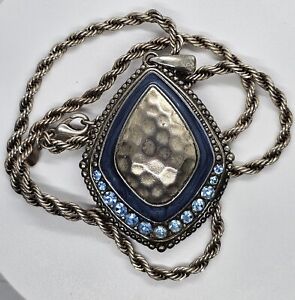 Premier Designs GOOD TO GO Necklace Blue Rhinestones Silver Tone