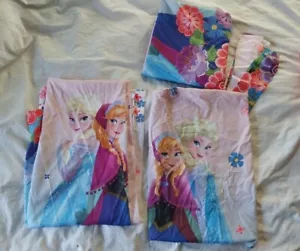 2 Pair Of Disney (Frozen)ANNA & ELSA CURTAINS W/ TIES (4 PANELS W/4 TIE BACKS) - Picture 1 of 13