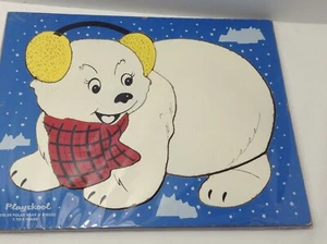 Vintage PLAYSKOOL Wooden Puzzle POLAR BEAR 8pc for 2 to 4 years #275-26 - Picture 1 of 3