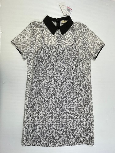 Abito da cocktail Michael Kors da donna bianco pizzo nero foderato Cami 10