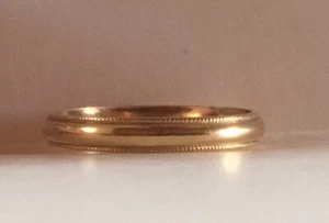 Vintage Yellow Gold Filled Milgrain WEDDING BAND Ring 3mm Size 11 NEW Old Stock - Picture 1 of 5