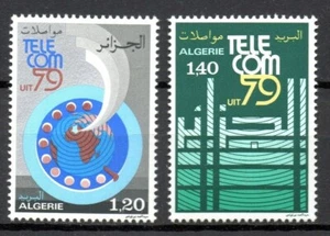  Argelia 1979 - Telecom 79 Expo, Ginebra, Scott#629/30, Yvert#701/2 - MNH ** - Imagen 1 de 1