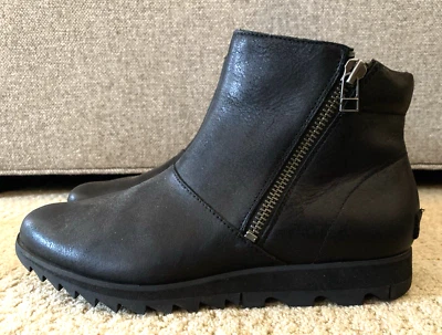 Botines SOREL Harlow impermeables de cuero NL3735-010 cremallera para mujer talla 9 negros Foto 1 de 4