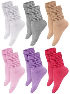 6 Pairs Women Slouch Socks Fuzzy Socks Warm Cotton Scrunch Socks Boot Socks W... - Picture 1 of 7