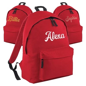 Personalised School Backpack in Red with Custom Name for Children Back to School - Picture 1 of 6
