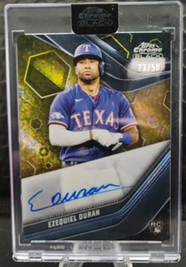 2023 Topps Chrome Black GOLD SPECKLE REFRACTOR /50 RC AUTO Ezequiel Duran - Picture 1 of 2