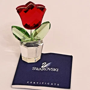 Swarovski Crystal Red Tulip Happy Flowers 657109 Figurine w/ Box COA Vtg Signed - Picture 1 of 10