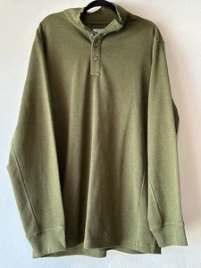 Duluth Burly Thermal Long Sleeve Shirt Mens Large Olive Green Waffle/ Mock Neck - Picture 1 of 6
