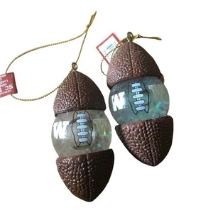 Washington Huskies Football Christmas Ornaments Set Of 2 Glitter Snow Globe - Picture 1 of 3