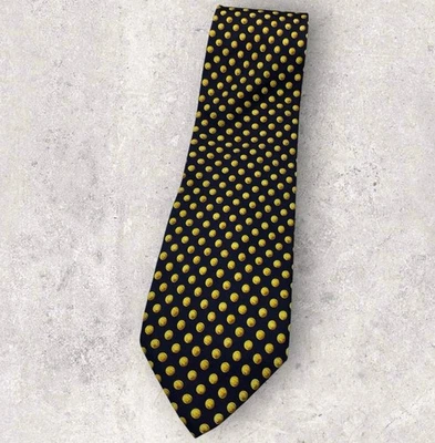 Corbata de seda MOSCHINO ITALIA lunares amarillos azul marino con:4" usada en excelente estado  Foto 1 de 4