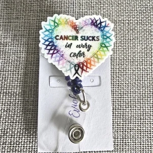 Cancer Awareness Retractable Name Badge ID Reel Holder - Picture 1 of 2