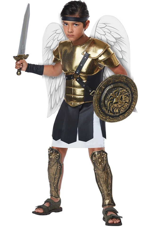 Disfraz Medieval Niños Arcángel Halloween Alas Espinilleras 00524 Foto 1 de 1