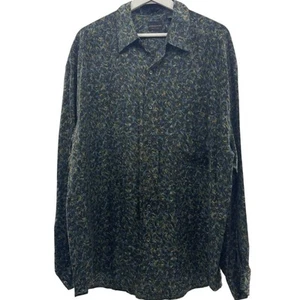 Vintage Sz L Button Up Shirt Pure Silk Floral Print Long Sleeve Structure Brand - Picture 1 of 11