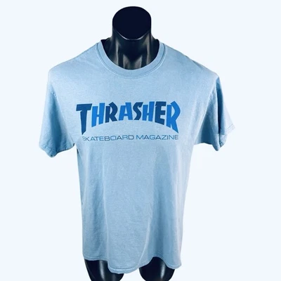 THRASHER Skateboard Magazine T-Shirt Men's L Blue VTG Live to Skate Live to Die - image 1 of 4