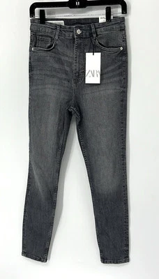 Zara NUEVO CON ETIQUETAS Vaqueros Escultura Mujer’s Talla 8 Gris Lavado Denim Foto 1 de 4