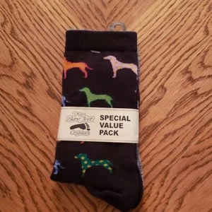 For Bare Feet Originals Socks 2 pair Dog images NWT - Picture 1 of 2