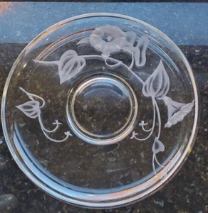 Fostoria Morning Glory Clear Float Console Bowl 12 inch Frosted Carving #12 - Picture 1 of 10
