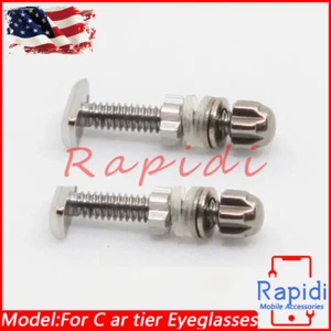 2PC Curved Rectangle Screw &Bolt Replacement for Cart ier Eyeglasses Silver Long - Picture 1 of 5