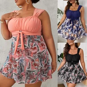 New Women Tankini Swimdress Swimsuit Beachwear Push Up Swimwear Plus Size - Picture 1 of 11