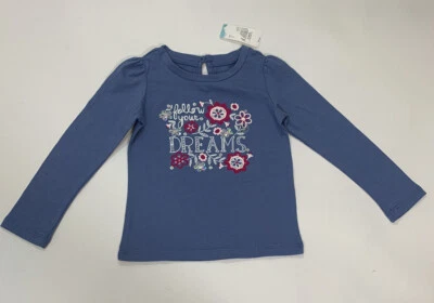 Top de manga larga azul para niña "Follow Your Dreams" con apliques, 24 Mos Nuevo con etiquetas Foto 1 de 4