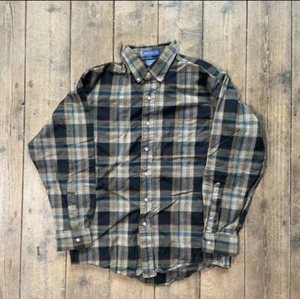 Pendleton Shirt Checkered Wool Long Sleeve Flannel Button Up, Brown, Mens Medium - Picture 1 of 3