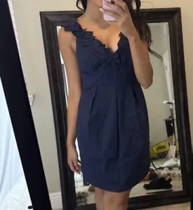 BCBGMaxazria Kerry Sleeveless V-Neckline Open Back Navy Blue Mini Dress Size 0 - Picture 1 of 4