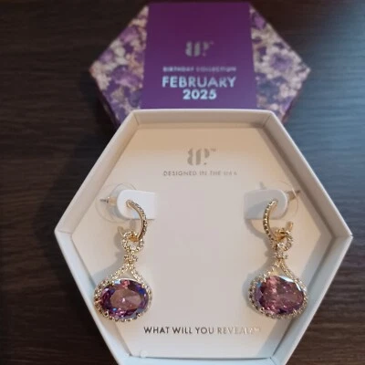 BP ER96040 Just In Love febrero cumpleaños 2025 amatista circonita cúbica chapado en oro  Foto 1 de 3