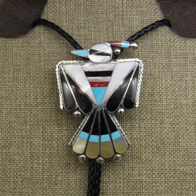 Sterling Silver Inlay Thunderbird Bolo Tie Foto 1 de 4