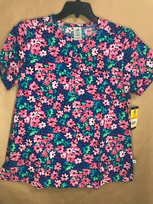 WonderWink Scrub Top Large 6067-OCGW Round Neck Pocket New NWT Free Shipping - Image 1 of 4