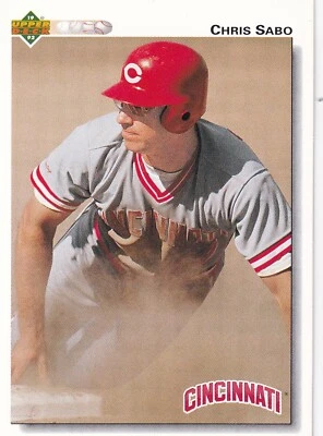 1992 Upper Deck #123 Chris Sabo Cincinnati Reds + Yes 4 Free Mystery Cards - Image 1 of 2