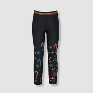 $50 Hannah Banana Girl's Black Christmas Candy Cane Leggings Size 12 - Picture 1 of 3