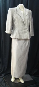 Alex Evenings embroidered beaded 2pc Dress suit jacket shimmer gold MOB 12 NEW - Picture 1 of 9