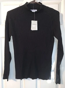 Suéter Carmen Marc Valvo Negro Tejido Mangas Largas Talla M Nuevo con Etiquetas - Imagen 1 de 6
