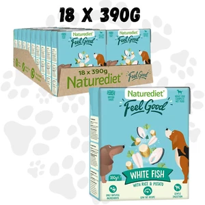 Naturediet Feel Good WHITE FISH 18x390g Wet Dog Food Low Fat Wheat Free Natural - Picture 1 of 8