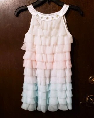 PRETTY BY BISCOTTI Girls' 8, 12 Pastel Ombre Ruffle Dress NWT $90 - Image 1 of 2