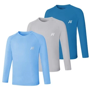 3 Pack Boy's UPF 50+ Sun Protection Long Sleeve Rash Guard Swim Shirts Youth SPF - Picture 1 of 12