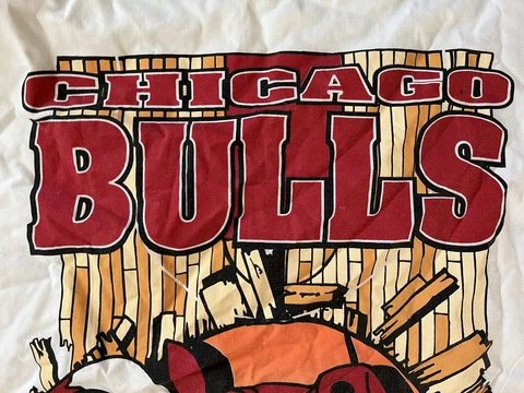 Chicago Bulls Pillowcase NBA 1990’s Basketball Rare single White Bedding *Read Cover