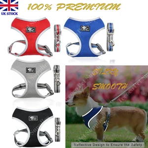 Pet Dog Escape Proof Harness+Lead Set Breathable Reflective Puppy Cat Soft Vest - Picture 1 of 13