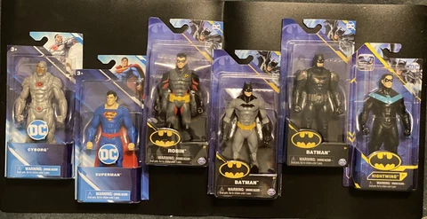 NEW Set of 6 DC Universe Batman Robin Superman Cyborg Nightwing Figures 🆓📦 Cover