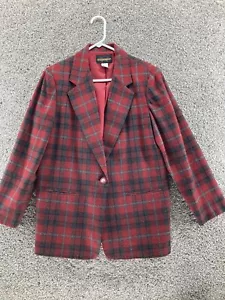 Requirements Plaid Vintage Multicolored Oversized Blazer Size 12 Wool Blend - Picture 1 of 6